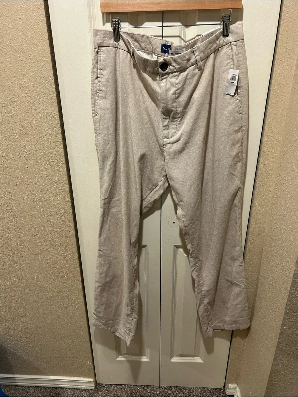 NWT Old Navy Linen Blend The 90’s Straight Fit Leg Pants Beige , size 36/30